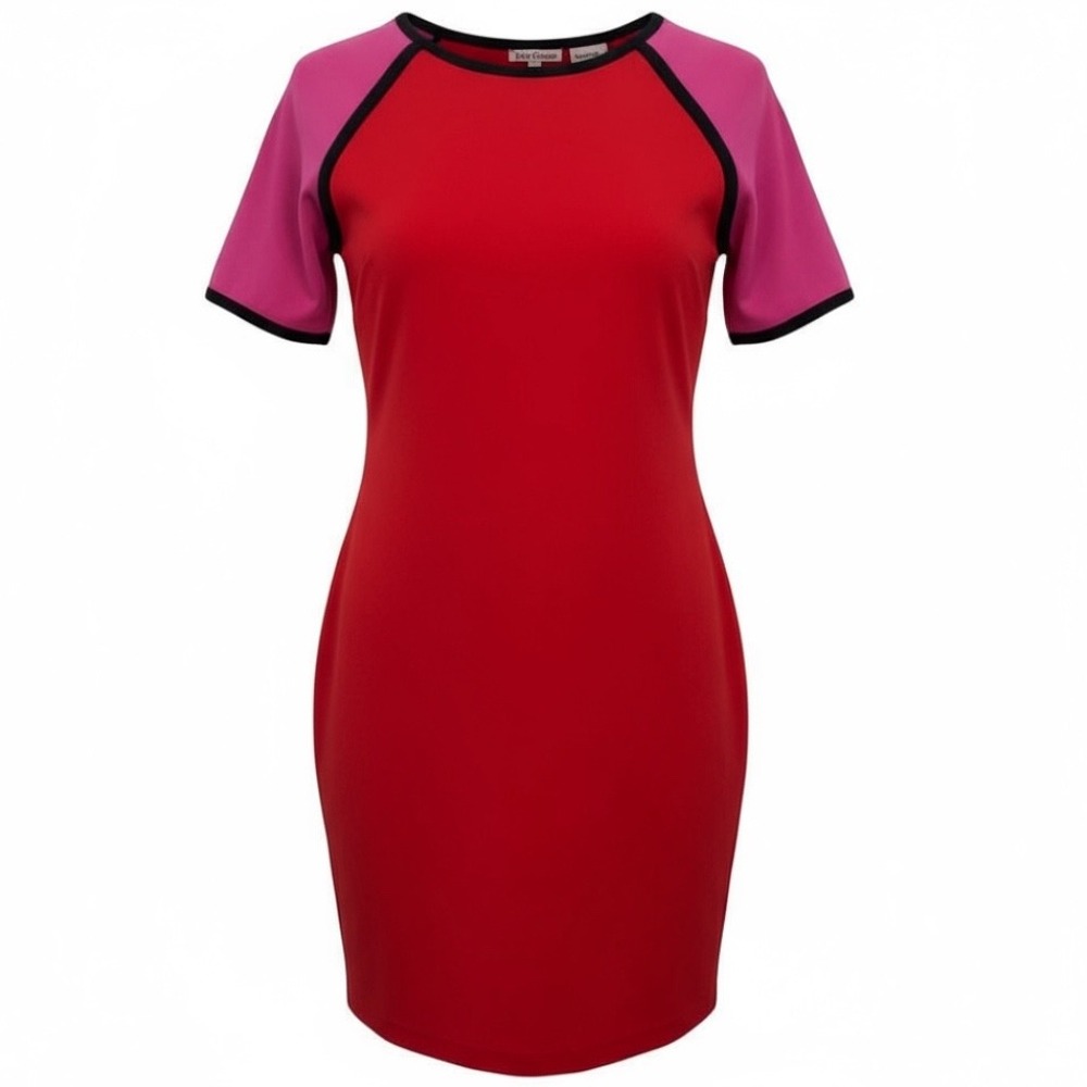 Juicy Couture Red & Pink Colorblock Bodycon Dress Women's 8 Cutouts Sporty Retro